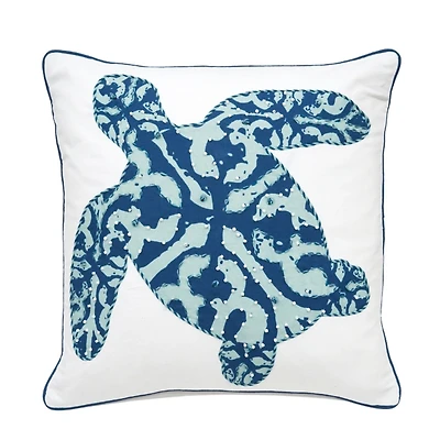 Blue Turtle Embellished Pillow