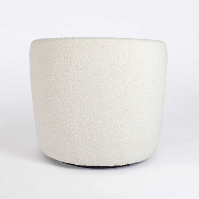 Small Round Cream Boucle Swivel Accent Chair