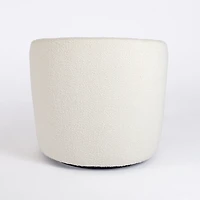 Small Round Cream Boucle Swivel Accent Chair