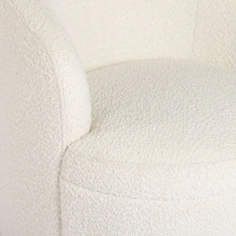 Small Round Cream Boucle Swivel Accent Chair