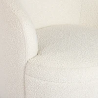 Small Round Cream Boucle Swivel Accent Chair