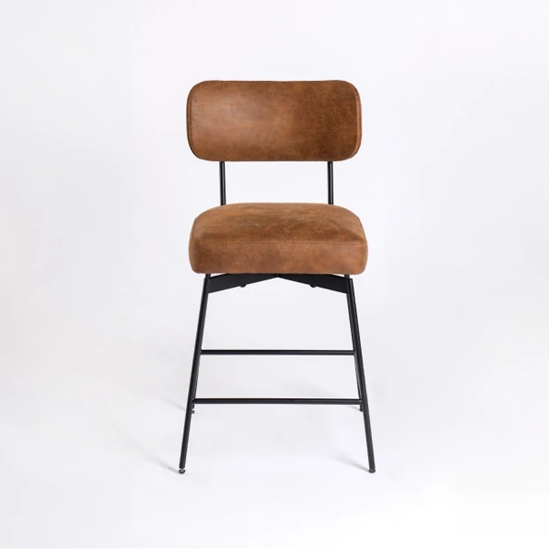 Brown Wyatt Faux Leather Swivel Counter Stool