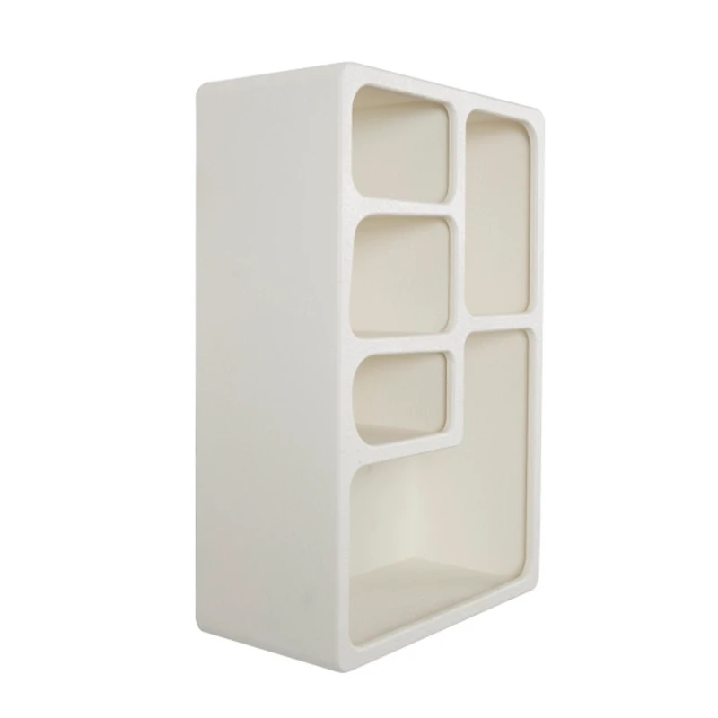 Cream Geometric 5-Section Wall Shelf