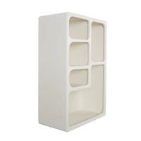 Cream Geometric 5-Section Wall Shelf