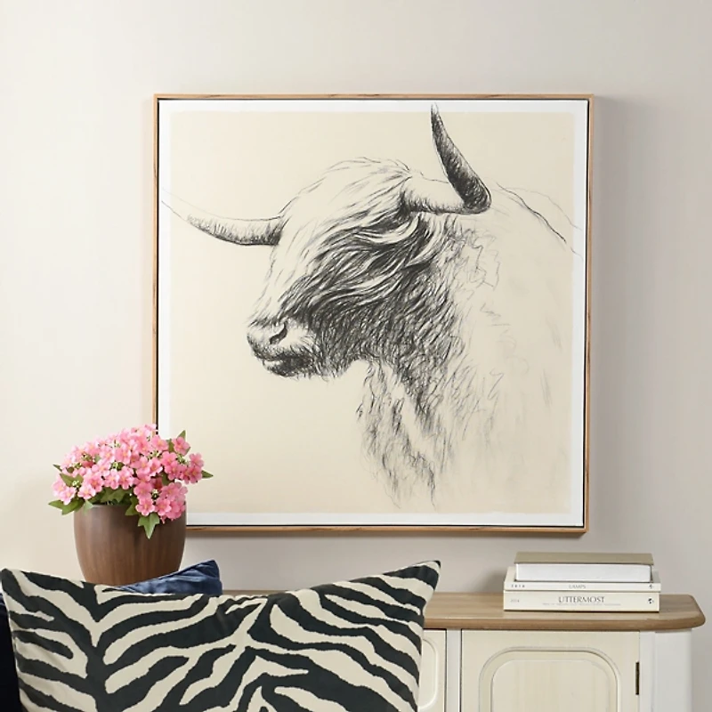 Windswept Bison Framed Canvas Art Print