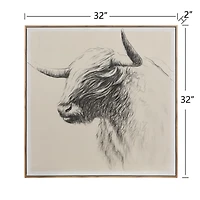 Windswept Bison Framed Canvas Art Print