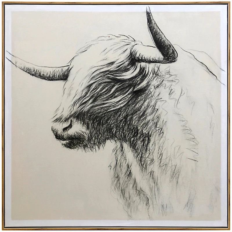 Windswept Bison Framed Canvas Art Print