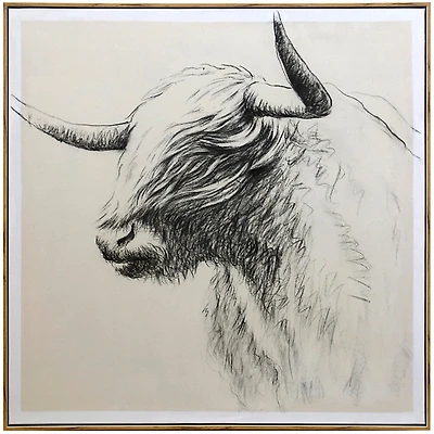 Windswept Bison Framed Canvas Art Print