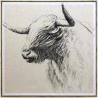 Windswept Bison Framed Canvas Art Print