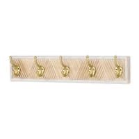 Gold Hooks Wood Wall Coat Rack