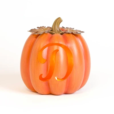 Pre-Lit Monogram D Pumpkin Statue