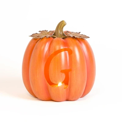 Pre-Lit Monogram Pumpkin Statue
