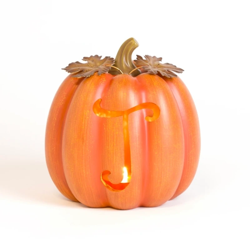 Pre-Lit Monogram J Pumpkin Statue