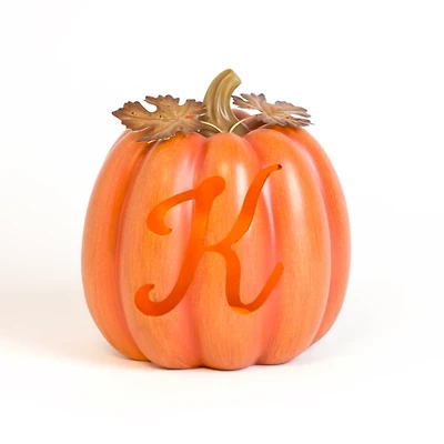 Pre-Lit Monogram K Pumpkin Statue
