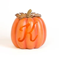 Pre-Lit Monogram K Pumpkin Statue