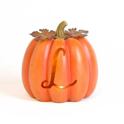 Pre-Lit Monogram Pumpkin Statue