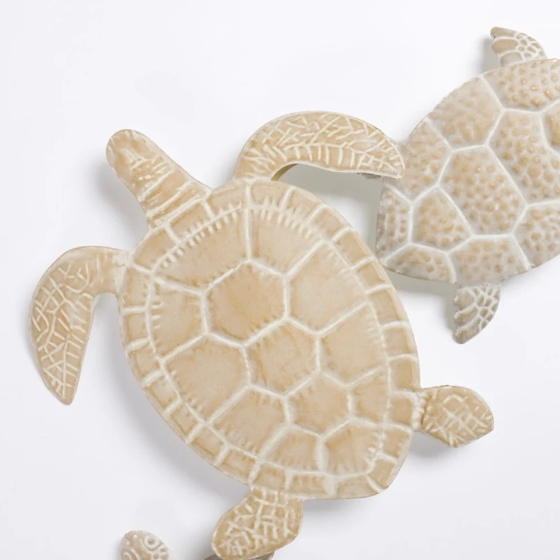 Tan Metal Sea Turtles Wall Plaque