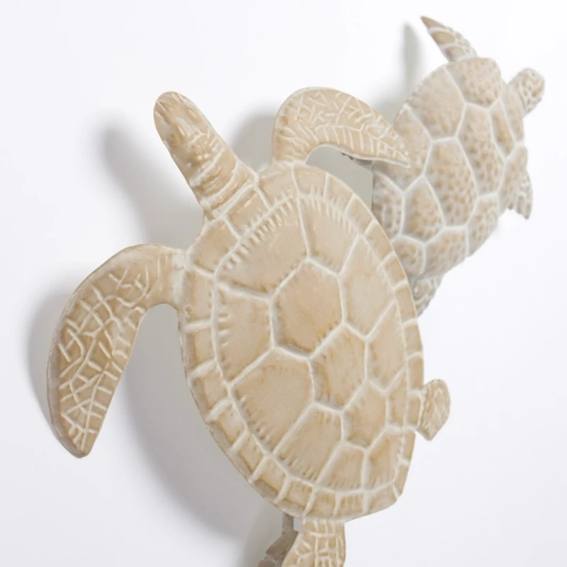Tan Metal Sea Turtles Wall Plaque