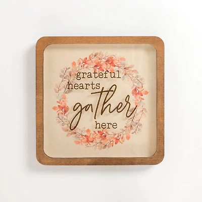 Grateful Hearts Floral Wreath Framed Art Print