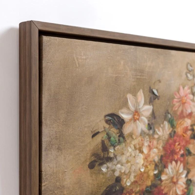 Pumpkins and Mixed Florals Framed Canvas Art Print