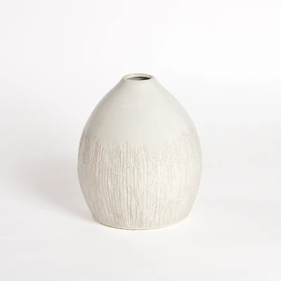 Cream Ceramic Luca Vase, 12 in.