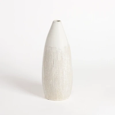 Cream Ceramic Luca Vase, 16 in.
