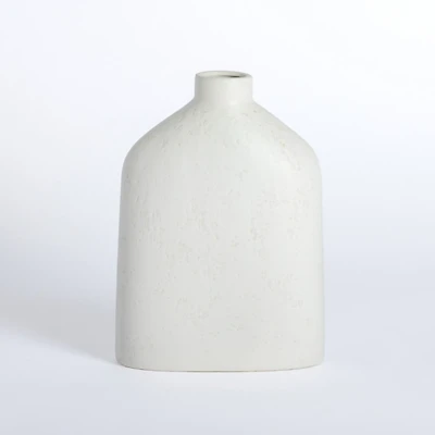 Cream Distressed Ceramic Tabletop Vase, 12 in.