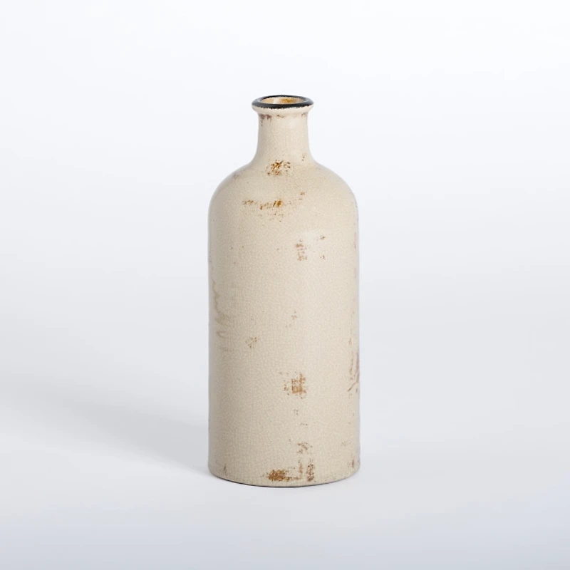Distressed Cream Ceramic Table Vase