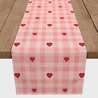 Pink Plaid Hearts Table Runner, 90 in.