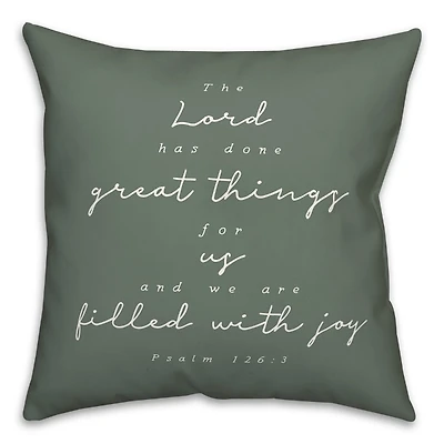Green Psalm 126:3 Indoor/Outdoor Pillow