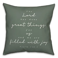 Green Psalm 126:3 Indoor/Outdoor Pillow