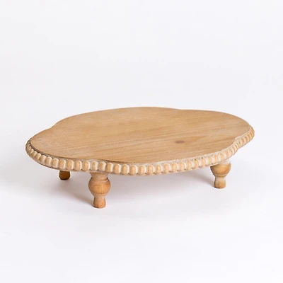 Natural Wood Scalloped Beaded Riser