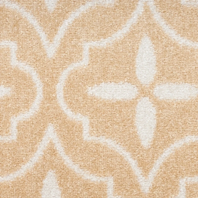 Beige & Ivory Quatrefoil Indoor/Outdoor Rug, 5x7