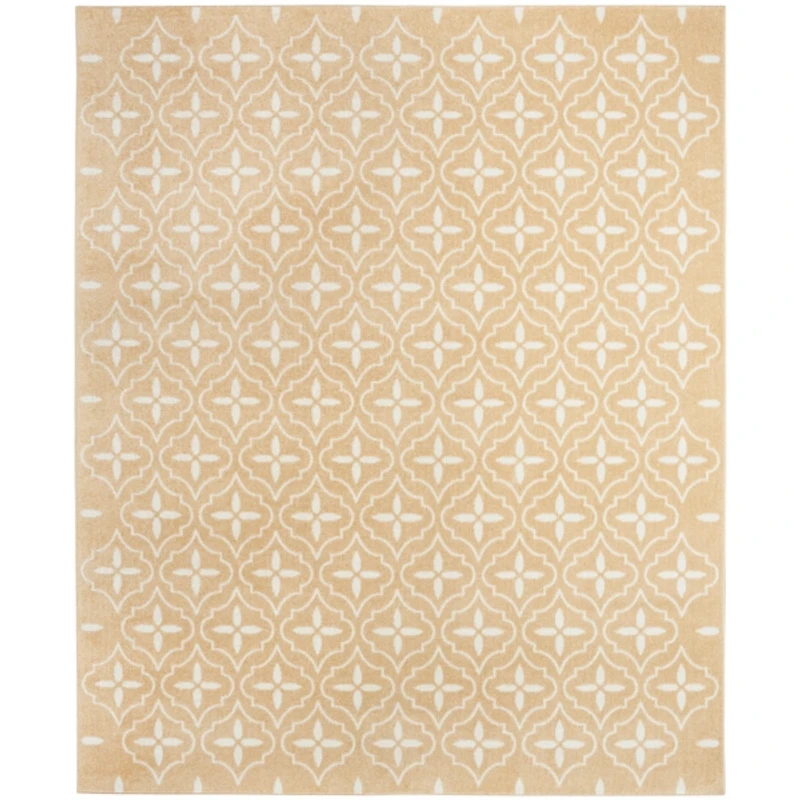 Beige & Ivory Quatrefoil Indoor/Outdoor Rug, 5x7