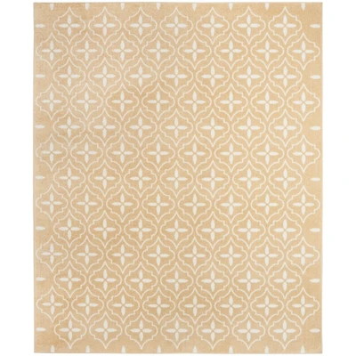 Beige & Ivory Quatrefoil Indoor/Outdoor Rug, 5x7