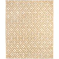 Beige & Ivory Quatrefoil Indoor/Outdoor Rug, 5x7