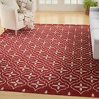 Brick & Ivory Quatrefoil Indoor/Outdoor Rug, 8x10