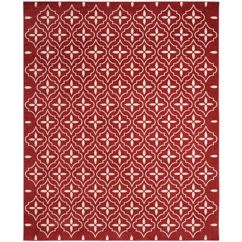Brick & Ivory Quatrefoil Indoor/Outdoor Rug, 8x10