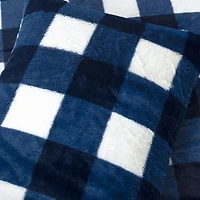 Navy Plaid Faux Fur 3-pc. King Comforter Set