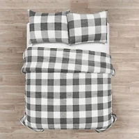 Gray Plaid Faux Fur 3-pc. Full/Queen Comforter Set