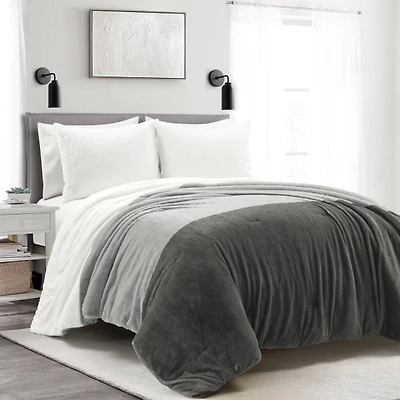 Gray Color Block 3-pc. King Comforter Set