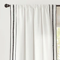 White Embroidered Ric Rac Curtain Panel, 84 in.