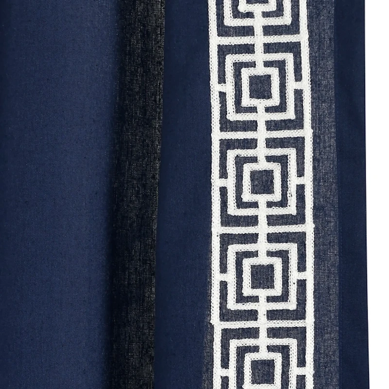 Navy Modern Square Border Curtain Panel, 84 in.