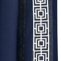Navy Modern Square Border Curtain Panel, 84 in.