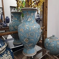 Light Blue Chinoiserie Vase