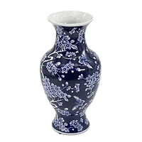 Dark Blue Floral Chinoiserie Vase