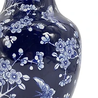 Dark Blue Floral Chinoiserie Vase