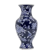 Dark Blue Floral Chinoiserie Vase