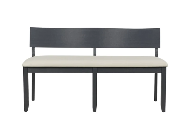Black Wood Cream Upholstered Bench