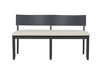 Black Wood Cream Upholstered Bench